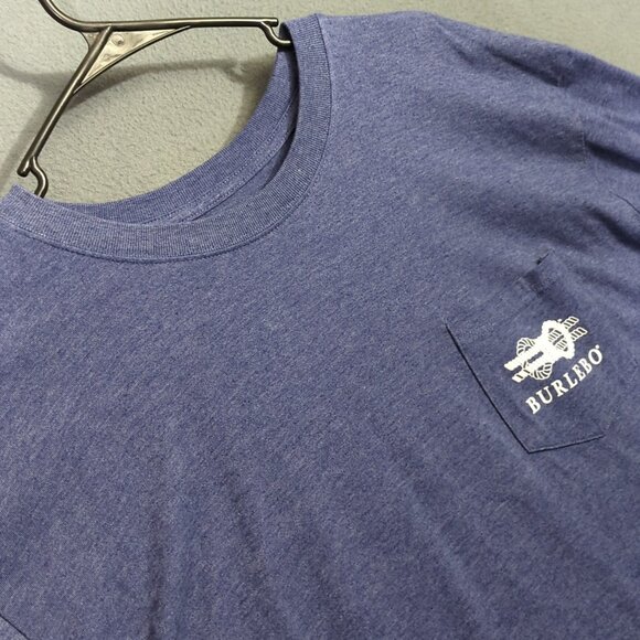 Burlebo T-Shirt Men's L Blue Pocket Tee Long Sleeve Tis The Season Graphic - Picture 2 of 11